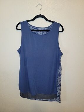 Tangerine Womens Athleisure Dark Denim Burnout Layered Tank Top XL